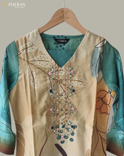 Pheran Women's Abstract Floral Print Suit Set  AM82
