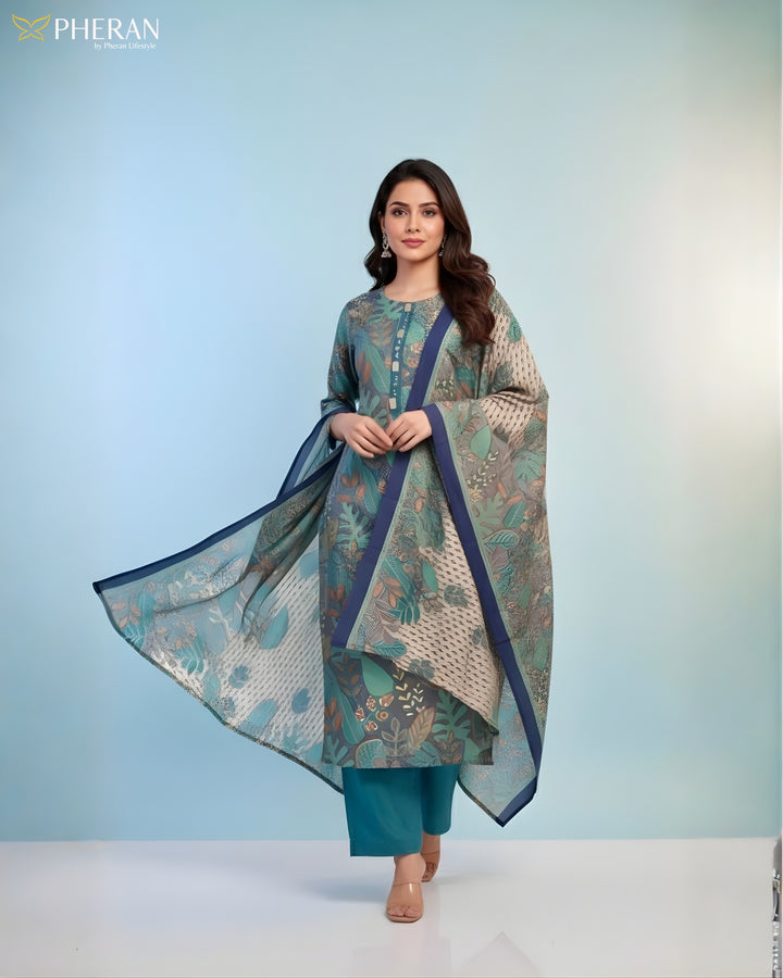 Pheran Women’s Stitched Suit Set with Dupatta AM81