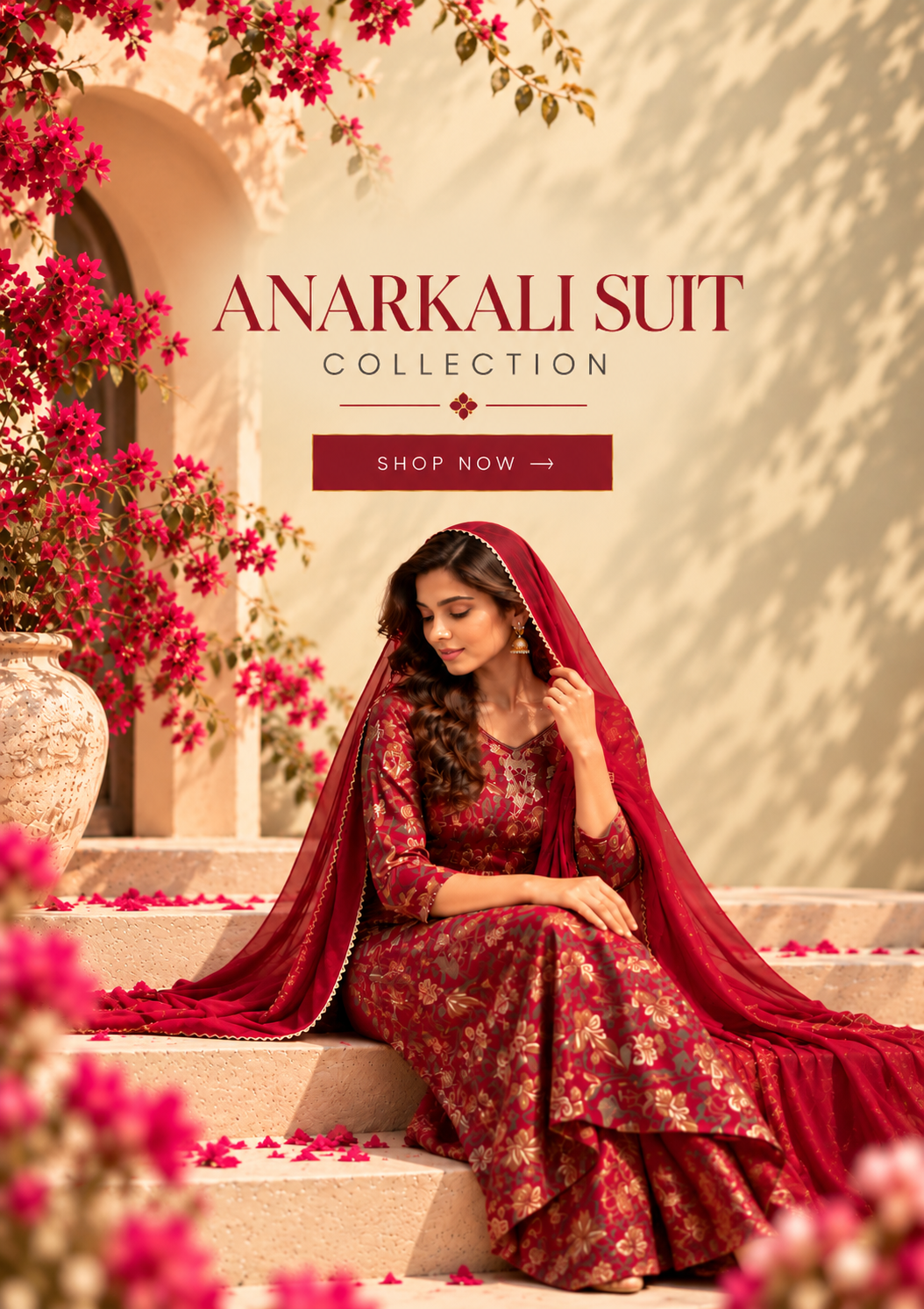 Timeless Fabrics: Unstitched Dress Material. Pink embroidered dress material on a hanger