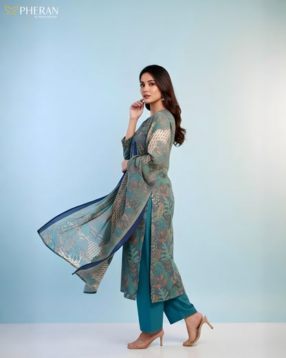 Pheran Women’s Stitched Suit Set with Dupatta AM81